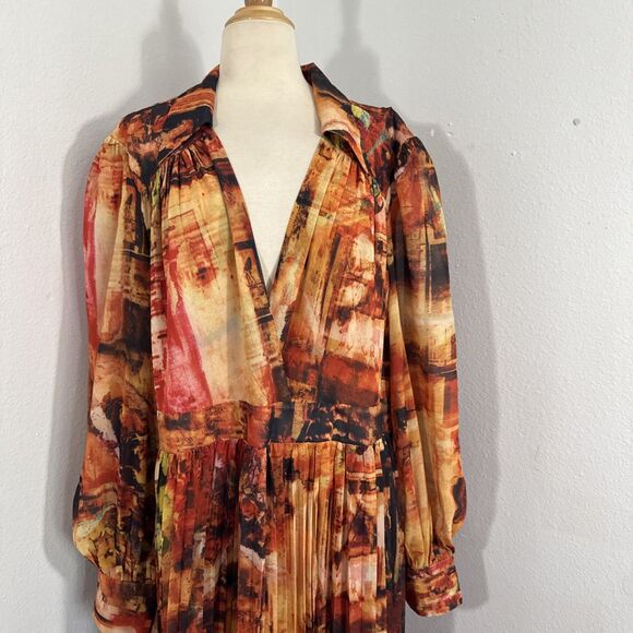 Latiste Maxi Dress Womens 3X Sheer Multicolor V Neck Vacation Formal - Picture 3 of 14
